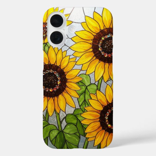 Zonnebloemen Glas in lood Effect Case-Mate iPhone Case (Achterkant)
