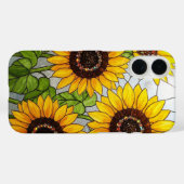 Zonnebloemen Glas in lood Effect Case-Mate iPhone Case (Achterkant (horizontaal))