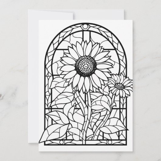 Zonnebloemen Glas in lood | Kleur je eigen groet (Voorkant)