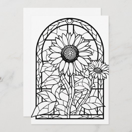 Zonnebloemen Glas in lood | Kleur je eigen groet (Voorkant / Achterkant)