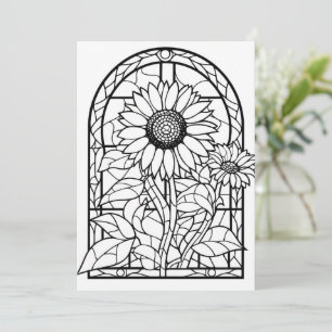Zonnebloemen Glas in lood Kleur je eigen groet