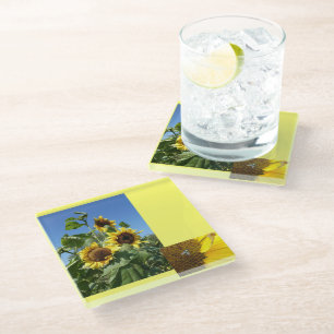 Zonnebloemen Glas Onderzetter