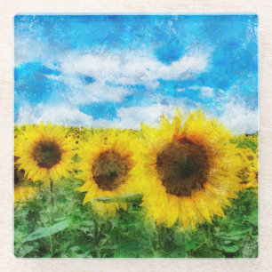 Zonnebloemen Glazen Onderzetter