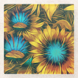 Zonnebloemen Glazen Onderzetter