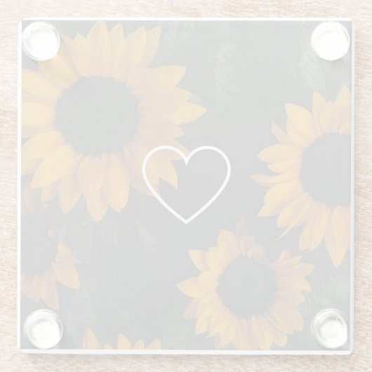 Zonnebloemen Glazen Onderzetter (Achterkant)