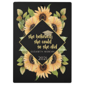 Zonnebloemen Glitter Afstudeerhoed Klembord (Achterkant)