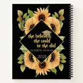 Zonnebloemen Glitter Afstudeerhoed Notitieboek (Achterkant)