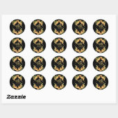 Zonnebloemen Glitter Afstudeerhoed Ronde Sticker (Vel)