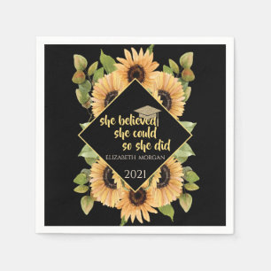 Zonnebloemen Glitter Afstudeerhoed Servet