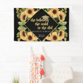 Zonnebloemen Glitter Afstudeerhoed Spandoek (Insitu)