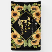 Zonnebloemen Glitter Afstudeerhoed Spandoek (Verticaal)