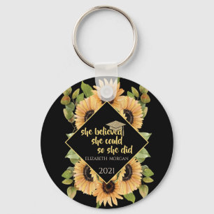 Zonnebloemen Glitter Afstuderen Pet Beverage Coast Sleutelhanger