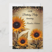 Zonnebloemen Glitter Bronze Goud Zwart Verjaardag Kaart (Voorkant)