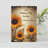 Zonnebloemen Glitter Bronze Goud Zwart Verjaardag Kaart (Staand voorkant)