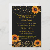 Zonnebloemen Glitter Sinaasappel Goud Zwart Verjaa Kaart (Achterkant)