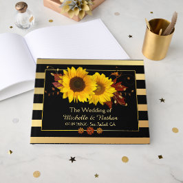 Zonnebloemen Gold Striped Weduwboek Gastenboek