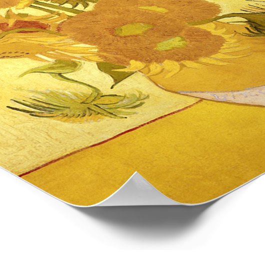 Zonnebloemen Gouden Achtergrond Vincent van Gogh Poster (Hoek)