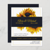 Zonnebloemen gouden moderne huwelijksuitnodiging (Voorkant / Achterkant)