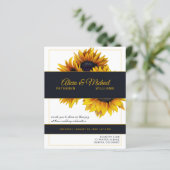 Zonnebloemen gouden moderne huwelijksuitnodiging (Staand voorkant)