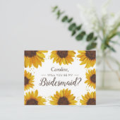 Zonnebloemen & gouden Stippen Wil Je Mijn Bruidsme Uitnodiging Briefkaart (Staand voorkant)