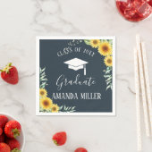 Zonnebloemen Graduation Party blauwe papieren serv Servet (Insitu)