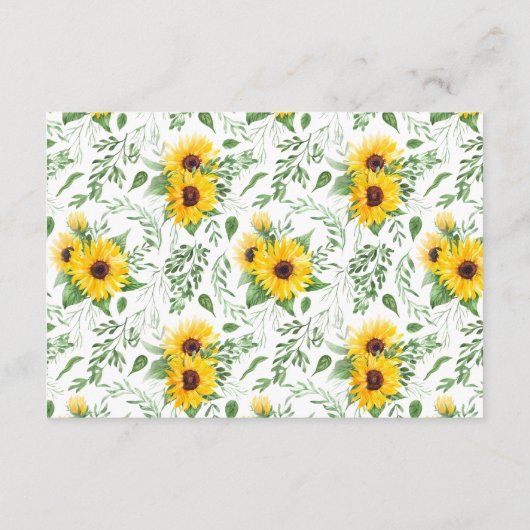 Zonnebloemen Greenery Display Vrijgezellenfeest Informatiekaartje (Achterkant)
