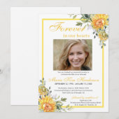 Zonnebloemen Greenery Forever in ons hart Funeral Kaart (Voorkant / Achterkant)