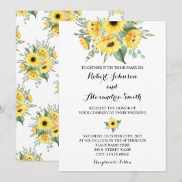 Zonnebloemen Greenery Wedding Country Chic Kaart