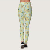 Zonnebloemen grillig geel op blauw patroon leggings (Achterkant)