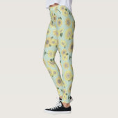 Zonnebloemen grillig geel op blauw patroon leggings (Links)