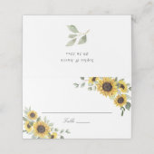 Zonnebloemen groen bladeren bruiloft tafel plaatskaartje (Buitenkant ongevouwen)