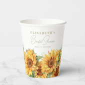 Zonnebloemen groen elegant vrijgezellenfeest papieren bekers (Achterkant)