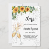 Zonnebloemen groen gejuich bubbels verjaardag kaart (Voorkant)