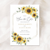 Zonnebloemen Groen Geometrisch Goud Save the Date Kaart