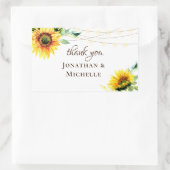 Zonnebloemen groen string lampjes rustiek dank u rechthoekige sticker (Tas)