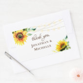 Zonnebloemen groen string lampjes rustiek dank u rechthoekige sticker (Envelop)