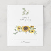 Zonnebloemen Groene Bladeren Trouwtafel Plaatskaartje (Buitenkant ongevouwen)