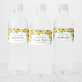 Zonnebloemen Groene Bruidsdouche Huwelijk Waterfles Etiket