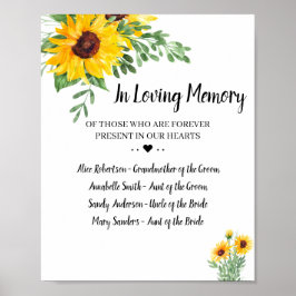 Zonnebloemen Groene decor In Loving Memory Trouwbo Poster