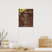 Zonnebloemen Groene Dranken Menu Trouwbord Poster (Keuken)