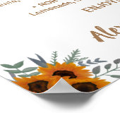 Zonnebloemen Groene Drankenlijst Bruidsbruiloft Poster (Hoek)