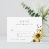 Zonnebloemen Groene Goud Geometrische Trouw RSVP Kaart (Staand voorkant)