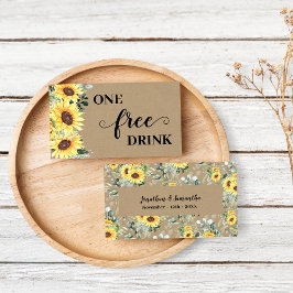 Zonnebloemen Groene Gratis Drank Trouwkaart Kaart Kortingskaartje
