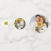 Zonnebloemen Groene Huwelijksreceptie Confetti (Achterkanten)