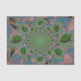 Zonnebloemen Groene Roze Blauwe Abstracte Kunstont Tissuepapier