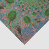 Zonnebloemen Groene Roze Blauwe Abstracte Kunstont Tissuepapier (Detail)