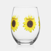 Zonnebloemen Groot Helder Fotografisch Botanisch Wijnglas Zonder Voet (Voorkant)