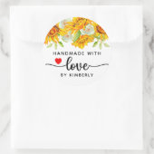 Zonnebloemen Handgemaakt met liefde Ronde Sticker (Tas)
