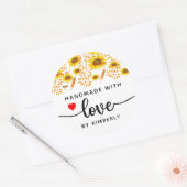 Zonnebloemen Handgemaakt met liefde Ronde Sticker (Envelop)