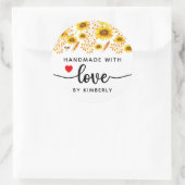 Zonnebloemen Handgemaakt met liefde Ronde Sticker (Tas)